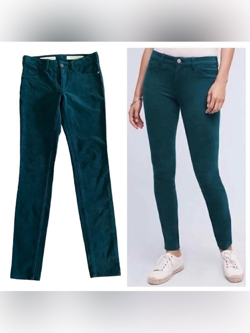 Anthropologie Pilcro Teal Corduroy Pants Cotton Stretch 25 Boho Preppy